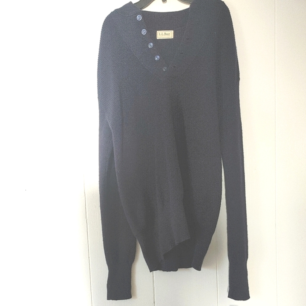 Vintage 80's L.L. Bean Men's 5 Button Sweater Blue Made In USA Medium